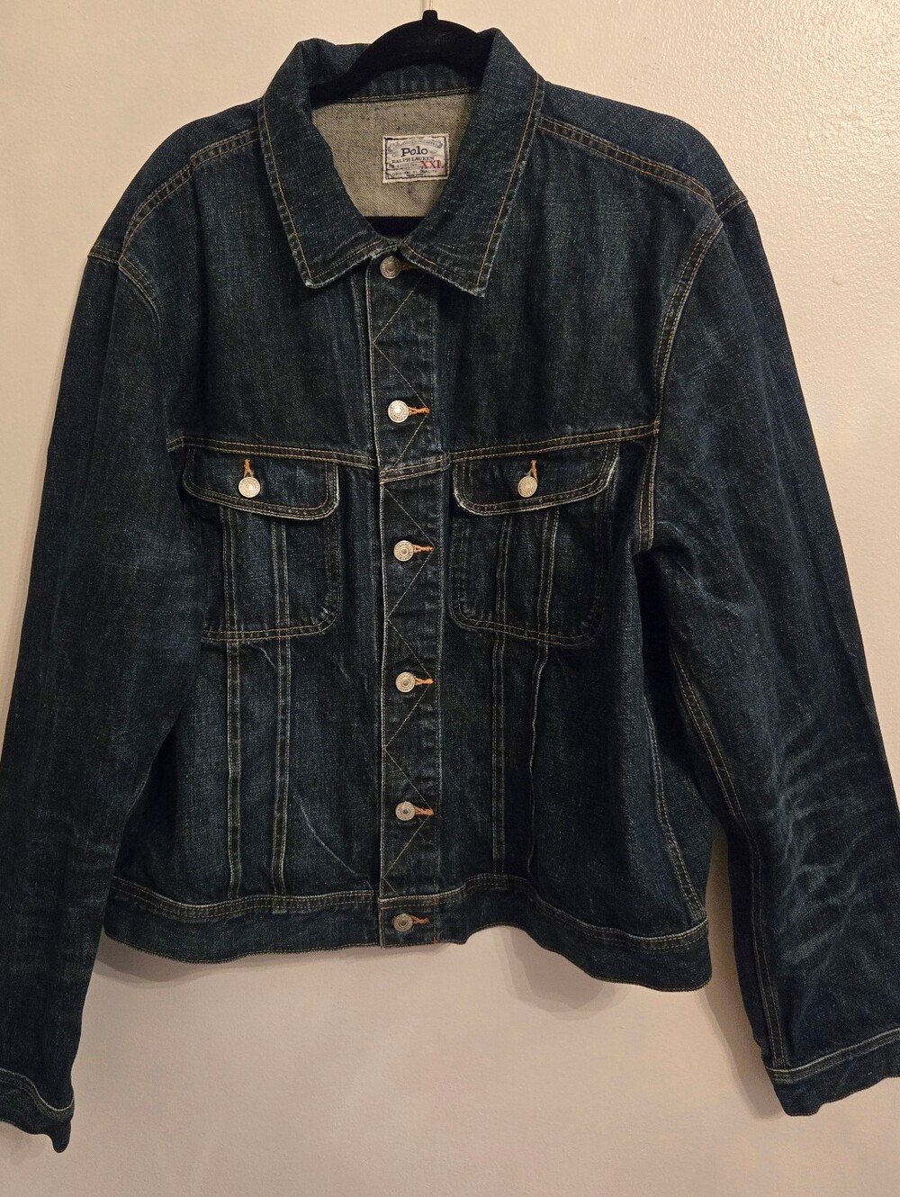 Polo Ralph Lauren Vintage Mens Denim Trucker Jean Jacket Dark Wash XXL